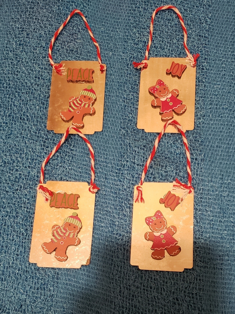 Festive Red & Cream Gingerbread Metal Ornaments